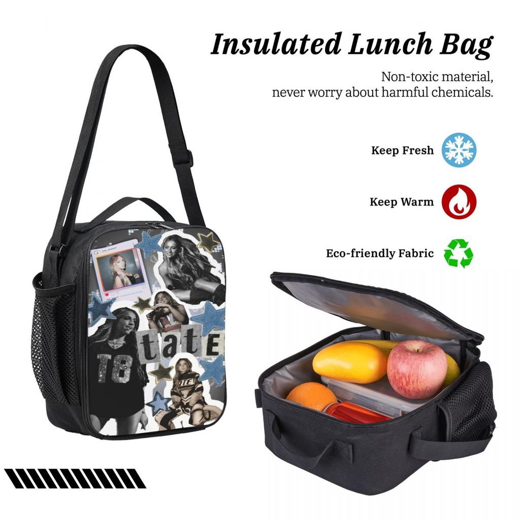 3Pcs Tate McRae Pop School Bags Set for Girls Boys Pen Bags Backpack Sets with Lunch Box For School Students Daypack