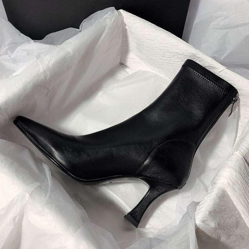 Mode Moderne Stiefel Qualität Leder Designer Luxus Hohe Absätze Schuhe 2025 Winter Stiefeletten Hochzeitsfeier Kleid Gladiator Damen Schuhe