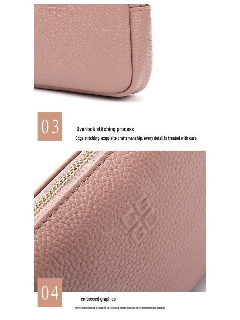 Originálna kožená mincovka s krúžkom na kľúče - Dámska letná mini taštička na zips