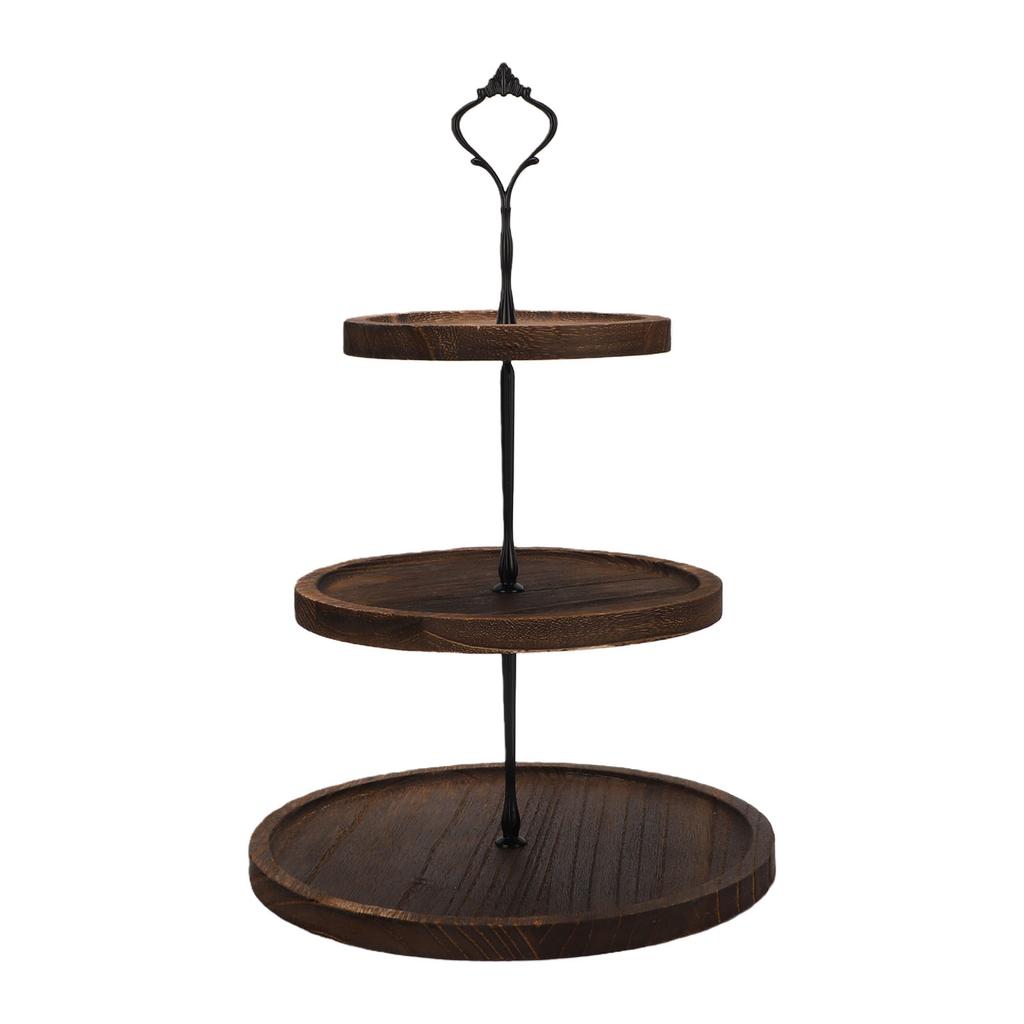 Wood 3 Tier Dessert Stand Cupcake Stand Table Sweet Dessert Snacks Fruits Pastry Rack Dark Color