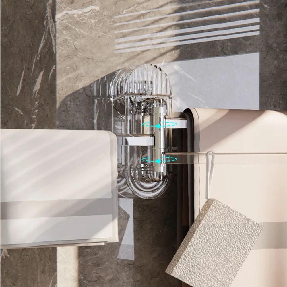 Rotating Suction Cup Towel Rack Multi-poles Hanging Towel Holder Durable Clear Clothes Hanger  Home
