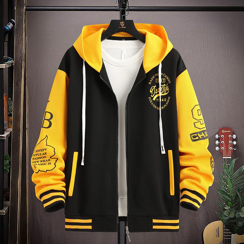 Spring and Autumn Coat Men's Casual Loose Hooded Baseball Jacket