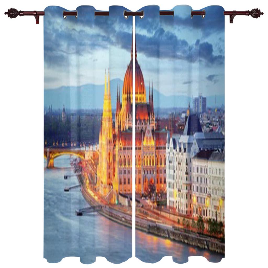 Night Panorama City Luxury Home Curtains Modern Home Supplies Living Room Bedroom Custom Curtains