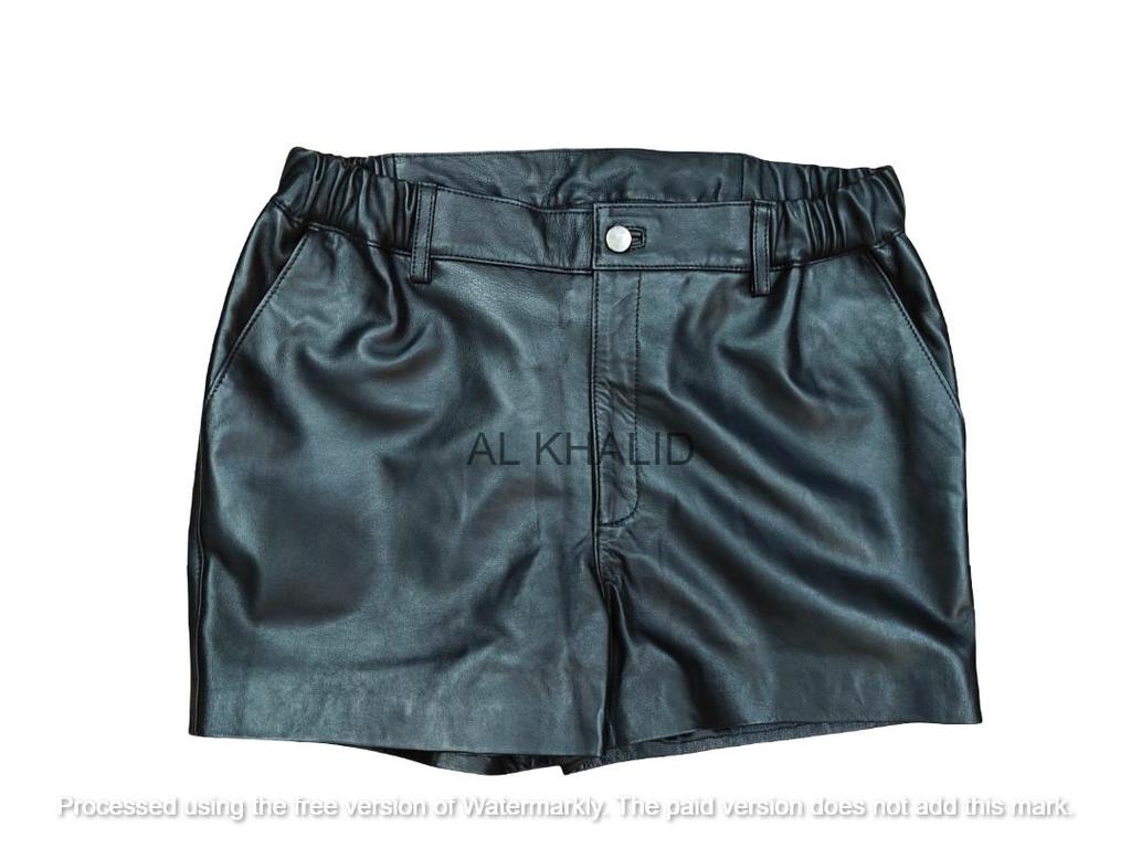 Unique Stylish 100% Leather Black Biker Shorts Genuine Boxer Lambskin Men Gym