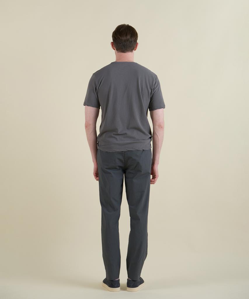 PANICALE Charcoal Poplin Elastic Waist Slim Fit Chino Pants