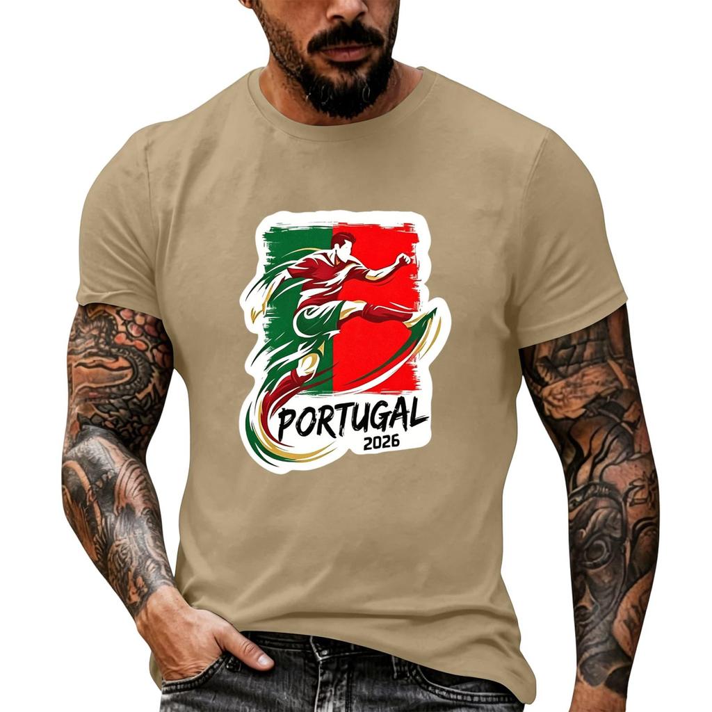 Men's Short Sleeve Crew Neck T-Shirt Soccer Graphic Print Casual Fit Lightweight Soft Fabric Comfortable Wear