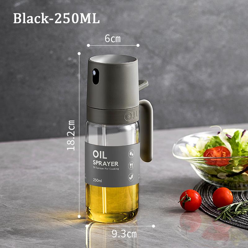 

250 мл бутылка-распылитель для масла из боросиликатного стекла, домашний распылитель для масла для готовки, бутылка-распылитель для аэрофритюрницы, распылитель для салата из оливкового масла чёрный