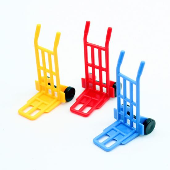 Miniature Dollhouse Accessories Platform Trolley Fork Lift Hand Cart Set Doll House Scene Ornament Mini Flat Cart Pallet Truck Dolly