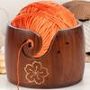 Wood Yarn Bowl Crochet Organizer Box Wool Knitting Storage Basket with Hole Wool Organizer Holder Knitting Crochet Weaving Tool