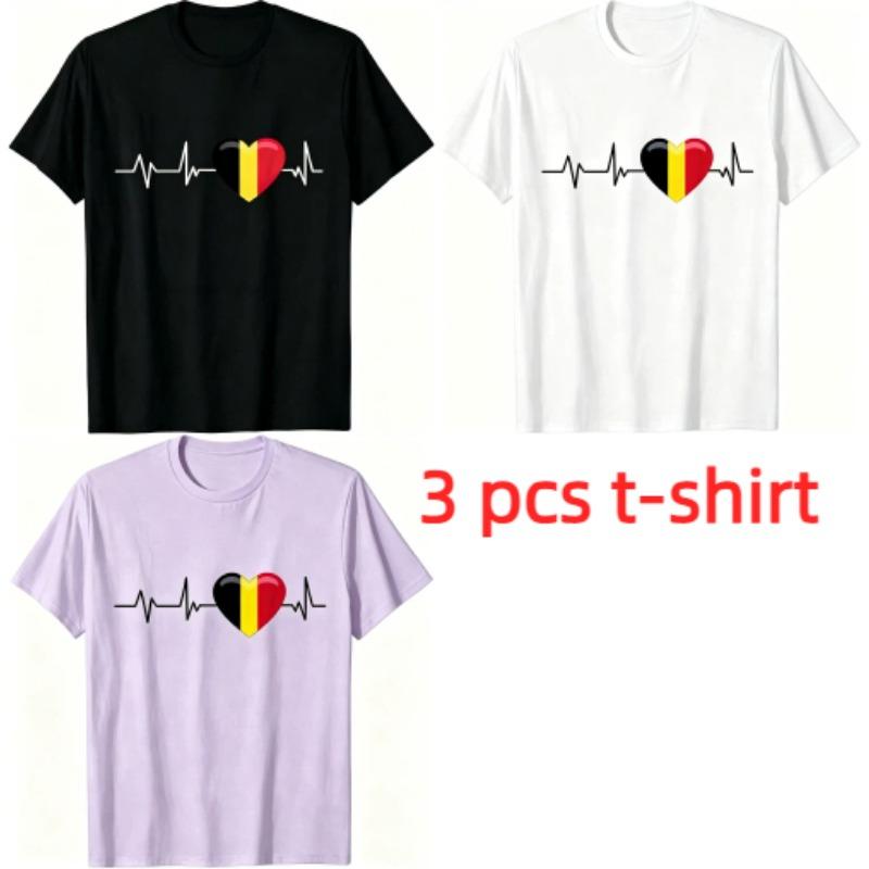 Fun I Love Belgium Pattern Print Kids T-shirt Summer Girls Boys Casual Fashion Tops Kids O-Neck Short Sleeve T-shirt Clothing