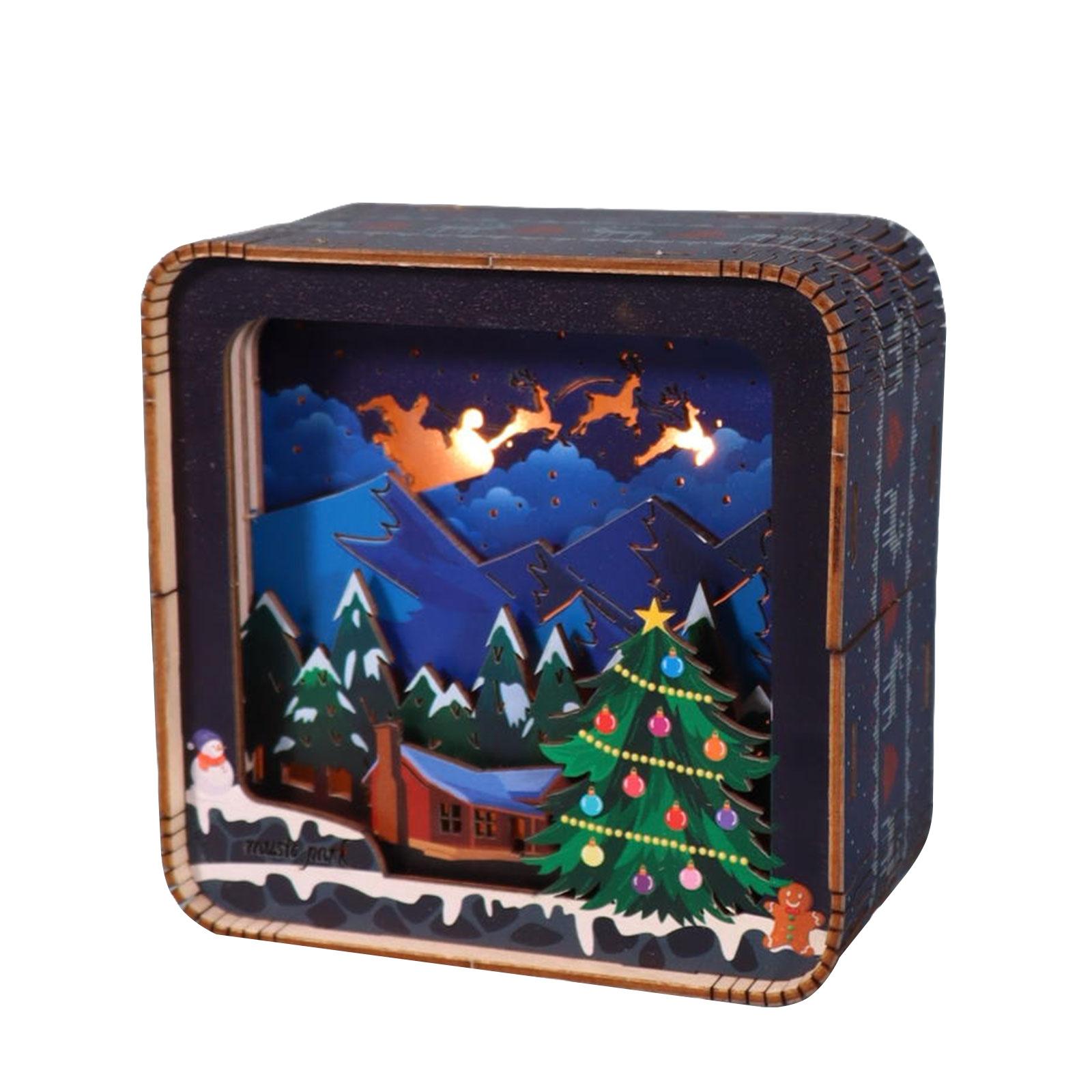 

3D Wooden Puzzles For Adults Merry Christmas Model Kit Night Lights Desk Decorations Birthday Gifts For Women
