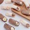 2pcs Korean coffee color hair pin Kawaii woolen knitting hair clips basic cartoon headwear Girls kids Hair Accessories