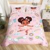 Cartoon Girl Pink Princess Duvet Cover Kawaii Castle Carriage Bedding Set,Ballet Dancer Comforter Cover Star Flower Quilt Cover