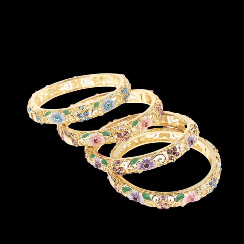 Elegant Enamel Floral Bracelet; Vintage Cloisonne Bangle; Ethnic-Style Women's Jewelry; Exceptional Gift Pieces.