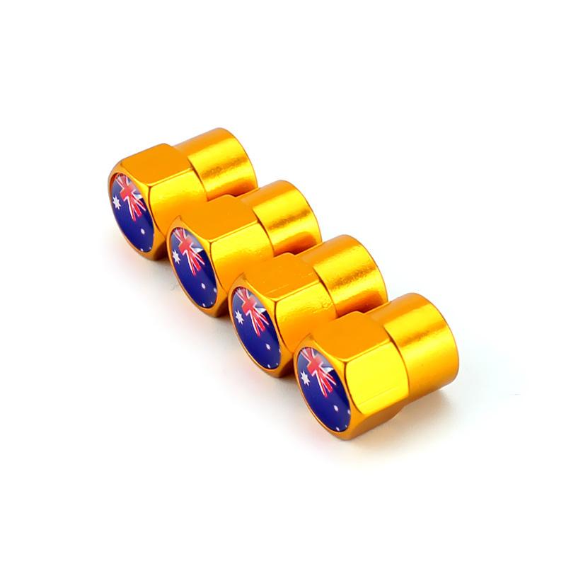 4PCS Australia Flag Car Wheel Tire Valve Caps Tyre Stem For Mazda Volkswagen Ford MG Skoda Toyota BMWi Hyundai Kia Tesla Subaru