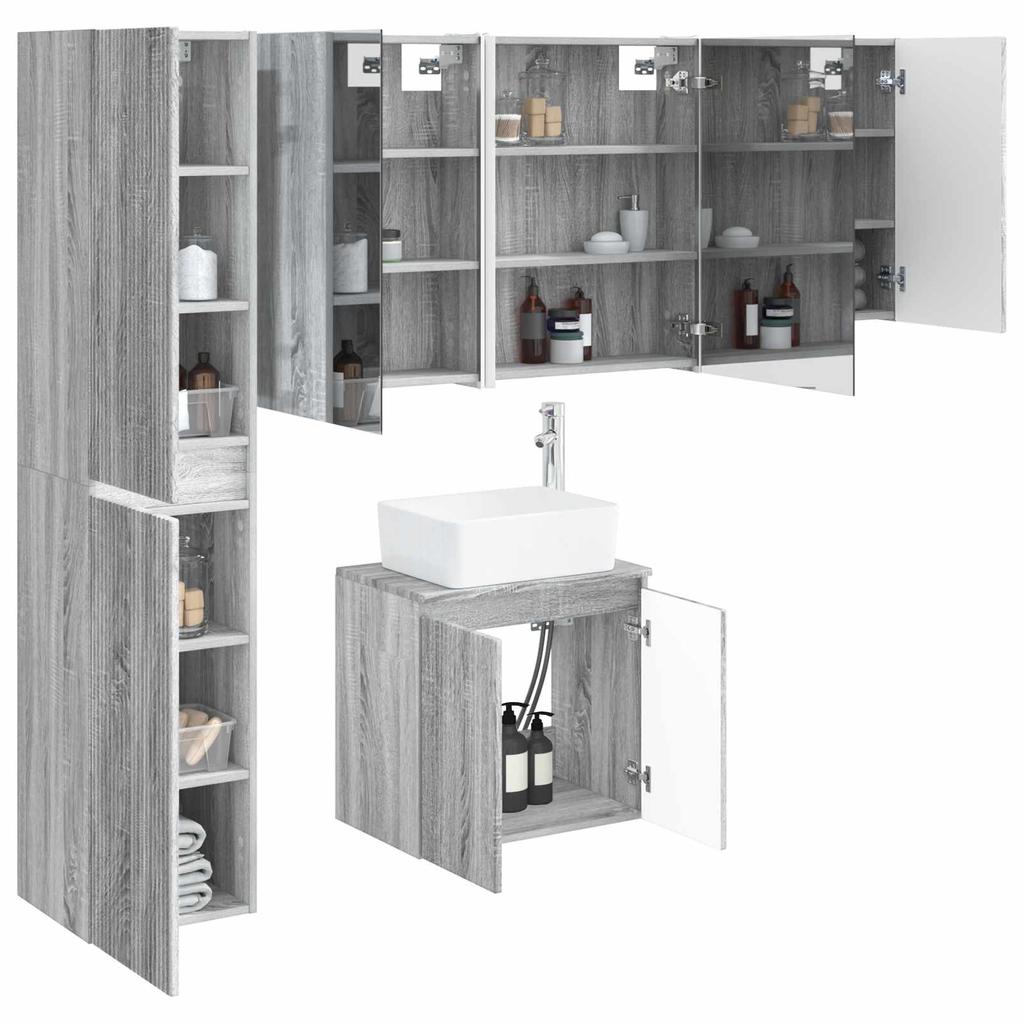 Bathroom Cabinet Set 5 Pcs Grey Sonoma 53 X 15.5 X 70 Cm
