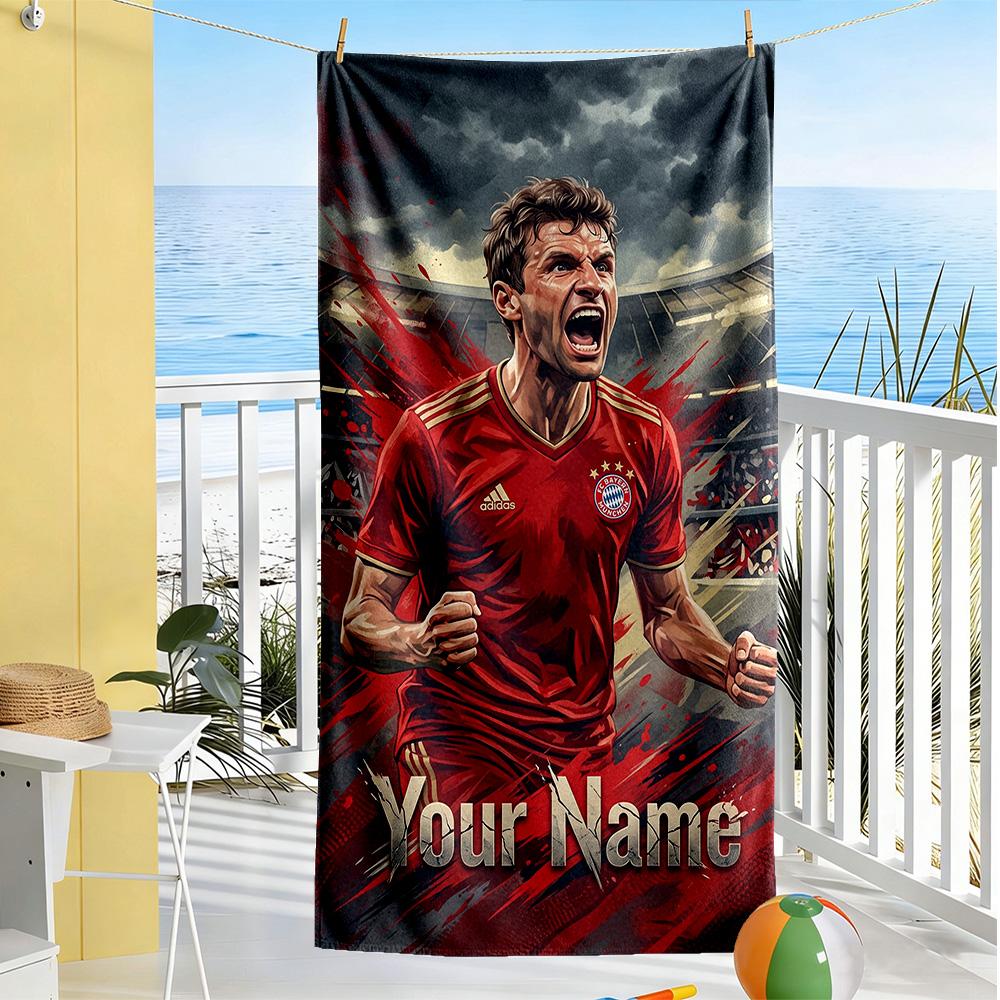 Mbappe Customize Text Beach Towel Soft Durable Quickdry Suitable For Swimming Gym Camping Yoga Vacation