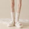Koralowe getry z marszczeniem: Damskie nakolanniki Y2K jesienno-zimowe, pogrubione długie skarpety.