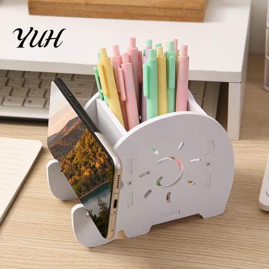Pen Holder Elephant Pencil Holder, Creative Phone Stand, Practical Storage Box, Desktop And Brush Organizer for Pens Makeup Brushes, Home Office