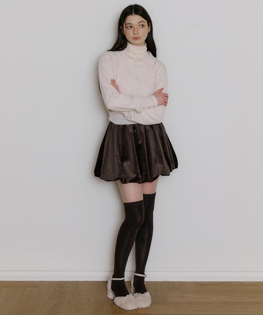 REORG Wir Soft Button Collar Knit Oatmeal