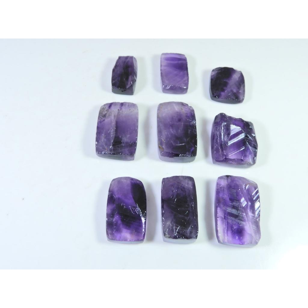 307Cts. Natural Amethyst Druzy Octagon Cabochon Loose Gemstone 09Pcs Lot C-1251
