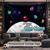 Wall Hanging Tapestry Custom NameAmong Us Pattern Personalized Printed Fabric Wall Decor