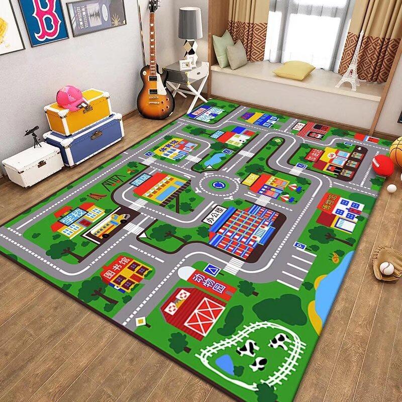 Green City Traffic Carpet Mat Rug Kids Play Room Home Decoration Road Map Floor Mat Game Room Decor Non Slip