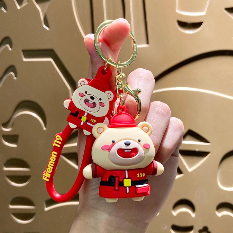 Creative Cute Police Bear Keychain Ornament Single OPP Bag Packaging