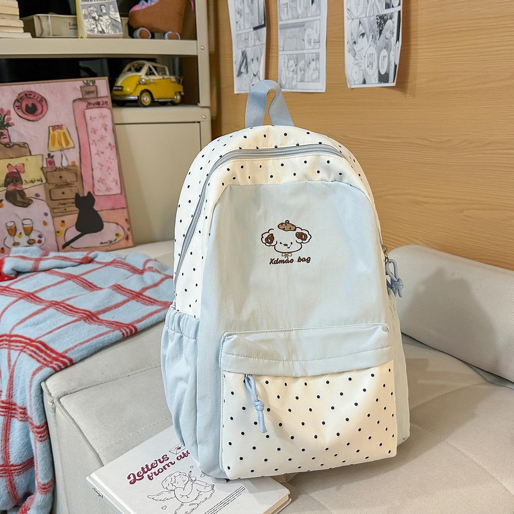 Schoolbag Korean small fresh ins wind cute polka dot girl schoolbag junior high school students primary school students lightweight campus backpack