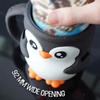 3D Print Penguin Ice Cream Sleeve Leak Proof Cup Holder Spoon Slot Secret Snack Drawer Cute Penguin Storage Organizer For Snack