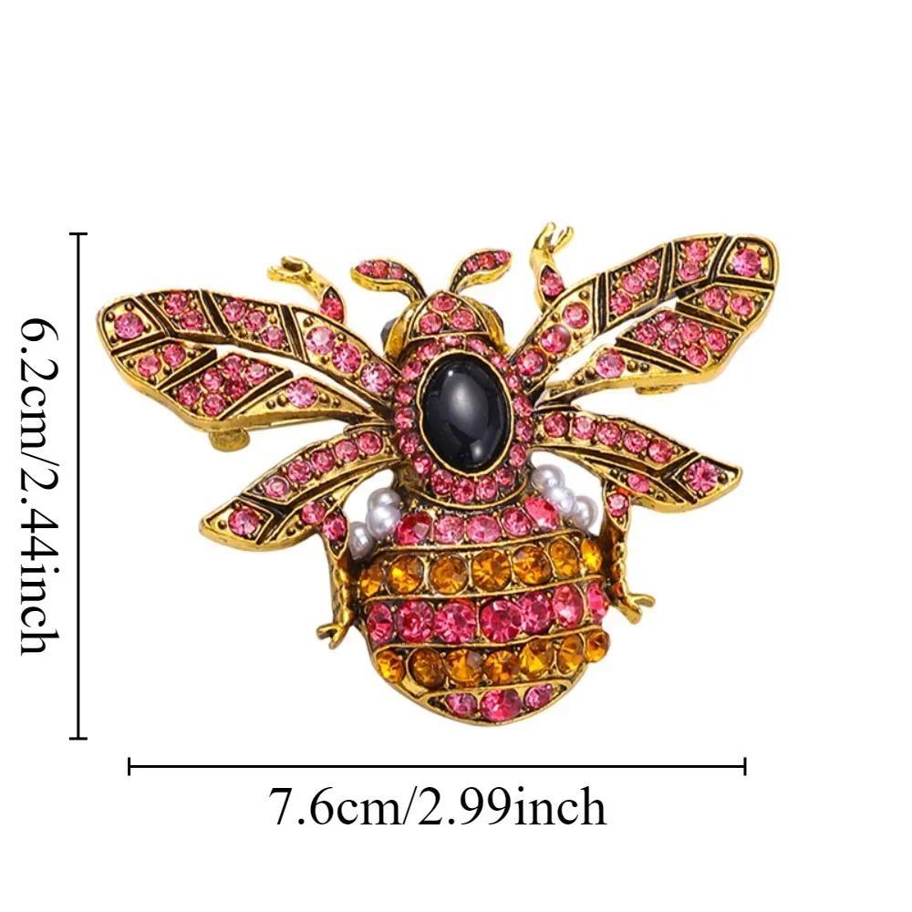 Baroque Rhinestone Bee Design Women's Brooch Simulated Insect Pins Suit Coat Accessories Party Holiday Couple Gift