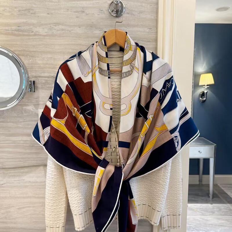 NINA SOLOR Double-Sided Wool Blend Large Scarf & Shawl