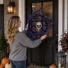 Lighted Halloween Wreath with 50 LED Lights for Porch Outdoor Party Decoration