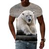 Letní móda Polar Bear Image Pánské ležérní tričko s 3D tiskem Hip-hop personalizované kulatý výstřih Top s krátkým rukávem