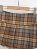 American Retro Low-Waist Plaid A-Line Mini Skirt - Women's College Style, Pleated, for Spring/Autumn