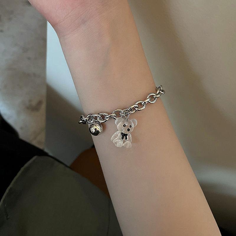 Alloy Transparent Bear Pendant Hollow Bracelet For Women Three Dimensional Bear Bracelet Girls Bracelet Jewelry Gifts