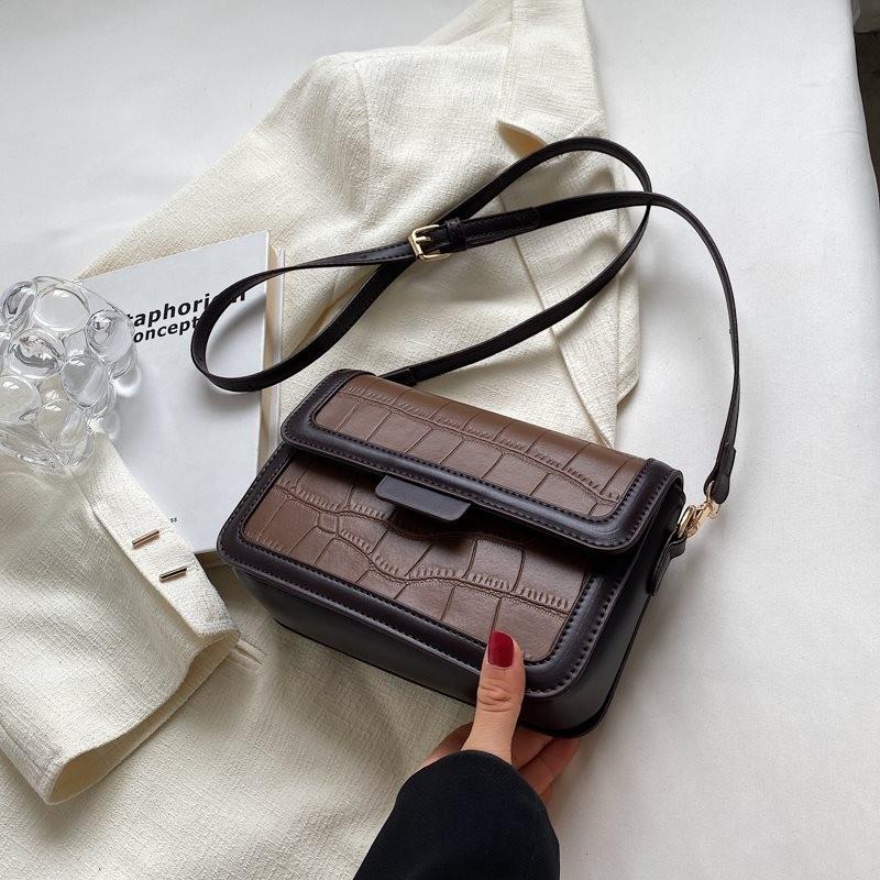 Stylish Pu Leather Small Square Shoulder Bag With High-end Hardware And Versatile Use Coffee