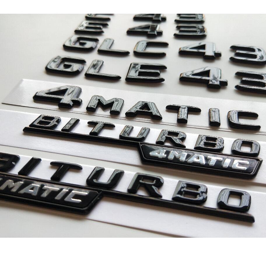 Brilliant Gloss Shiny Black Fender Trunk Emblem Badges for Mercedes Benz W205 C43 W213 E43 X253 GLC43 GLE43 AMG BITURBO 4MATIC