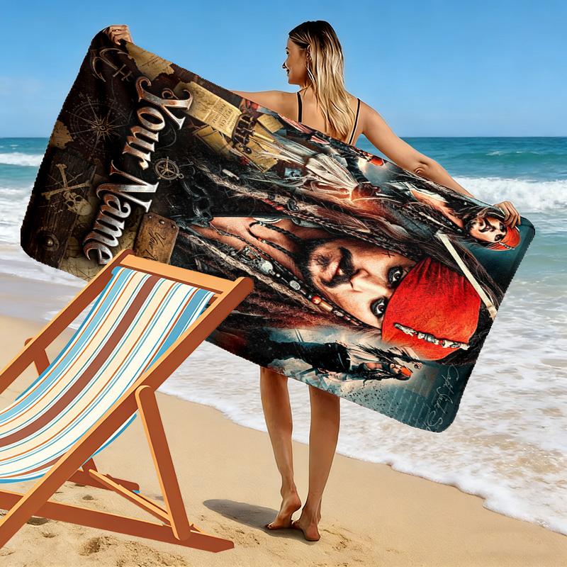 Name Custom Johnny Depp Print Beach Towel, Large Soft Quick Dry Towel for Beach Camping Swimming