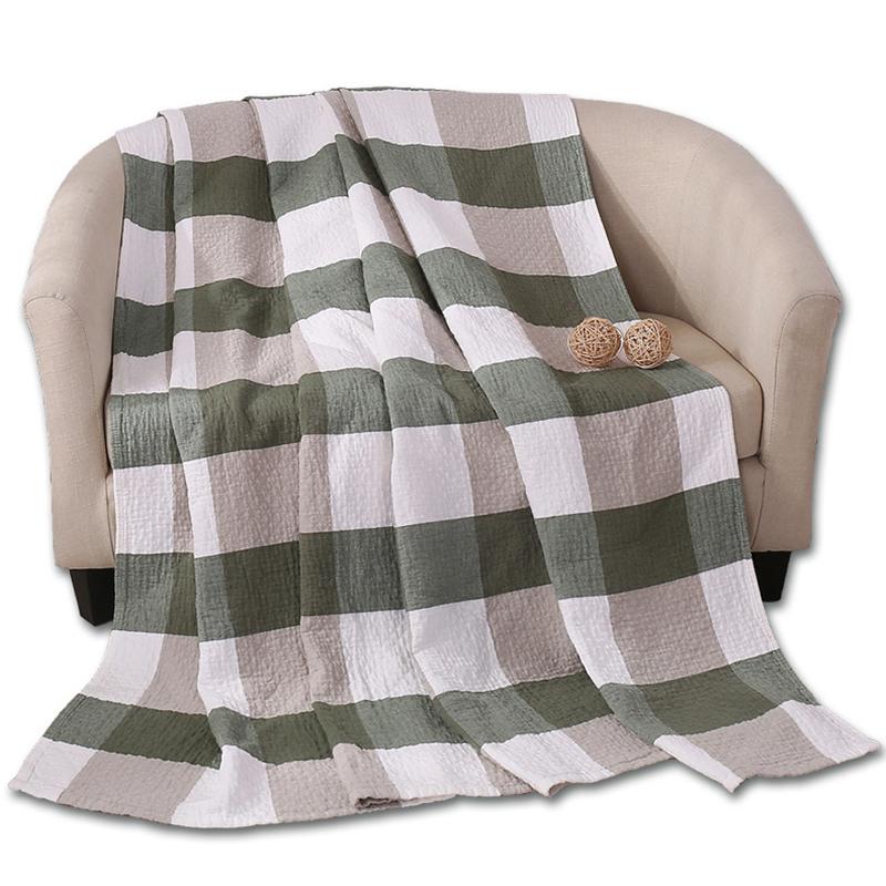 HOLAROOM Baumwollgaze-Handtuch-Musselin-Decke Überwurf Plaid Print Decken Erwachsene auf dem/Bett/Sofa/Flugzeug/Reise Tagesdecke Bezüge