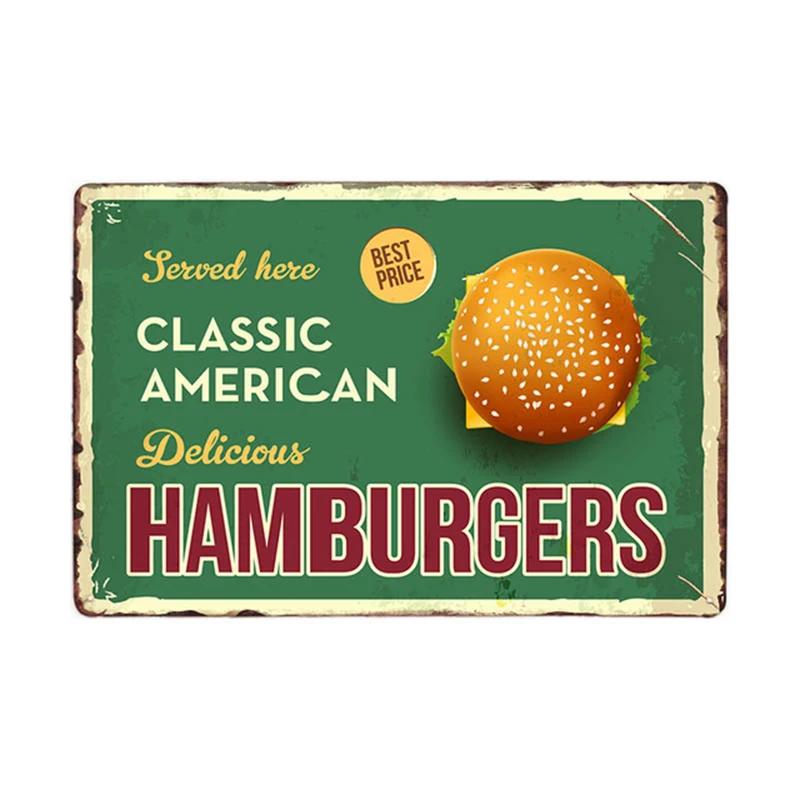 Fried Chicken,Cake,Cheese, Beef Steak Metal Tin Sign Vintage Plate Plaque Iron Painting Pin Up Wall Decor For Restaurant Kitc