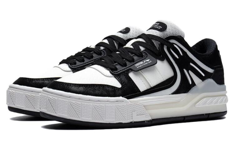 Li Ning Morning Glow Morning Glow Height Increasing Low top Skateboard Shoes Women's White Black AGCS354-2