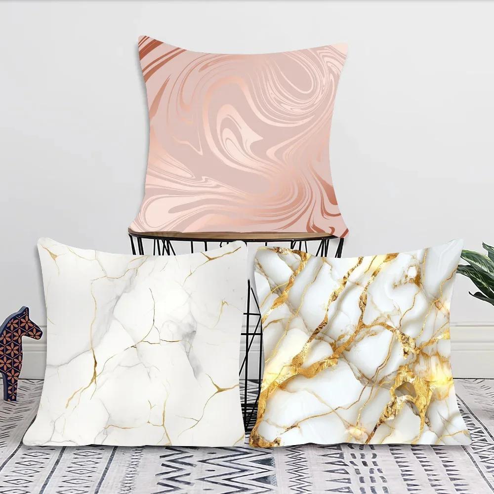 1 Stück Nordic Mode Gold Marmor Kissenbezug Quadratisch Schlafzimmer Sofa Freizeit Komfort Kissen Auto Wohnzimmer Heimdekoration
