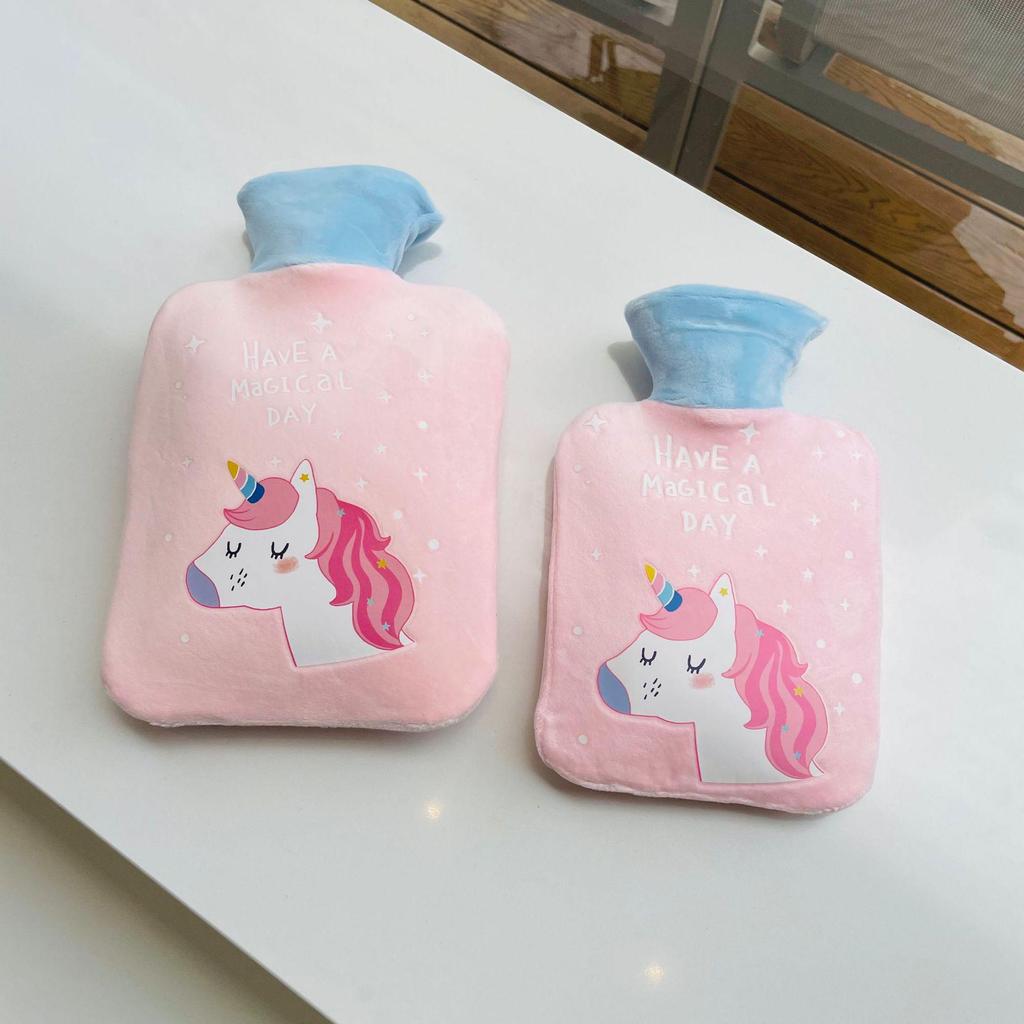 Bolsa de Água Quente Pelúcia Pelo de Coelho Estilo Coreano Extra Grande - Aquecedor de Mãos Compressão Quente PVC.