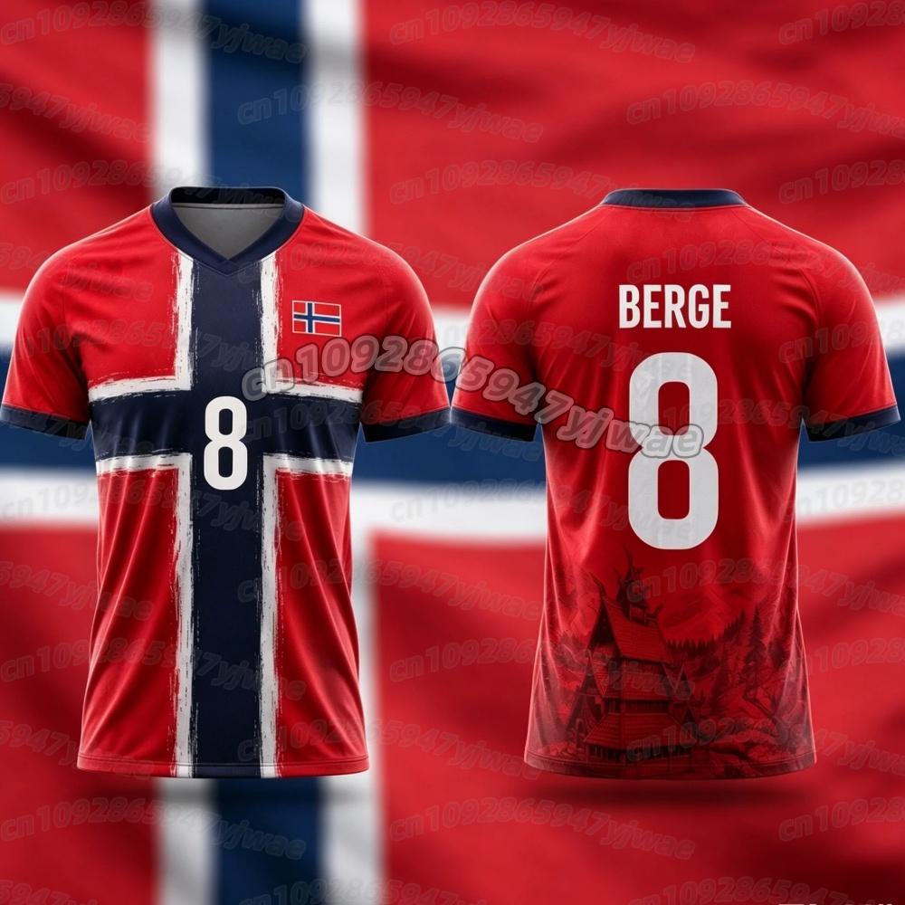 2026 Summer New Norwegian Flag Football Jersey Haaland 9 Printing Sports Unisex T-Shirt Kid's Clothing Tee Woman Beach T-Shirt