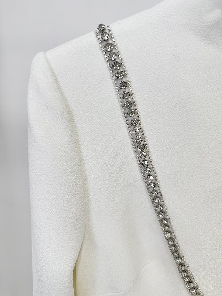 2025 Elegant Long Sleeve Beaded Rhinestone Gown