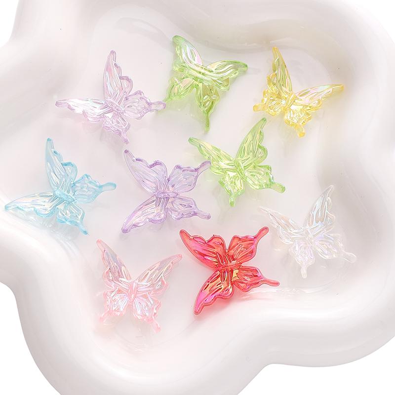 Acrylic Butterfly Transparent Two-color Gradient Charm for DIY Jewelry 20 Pcs