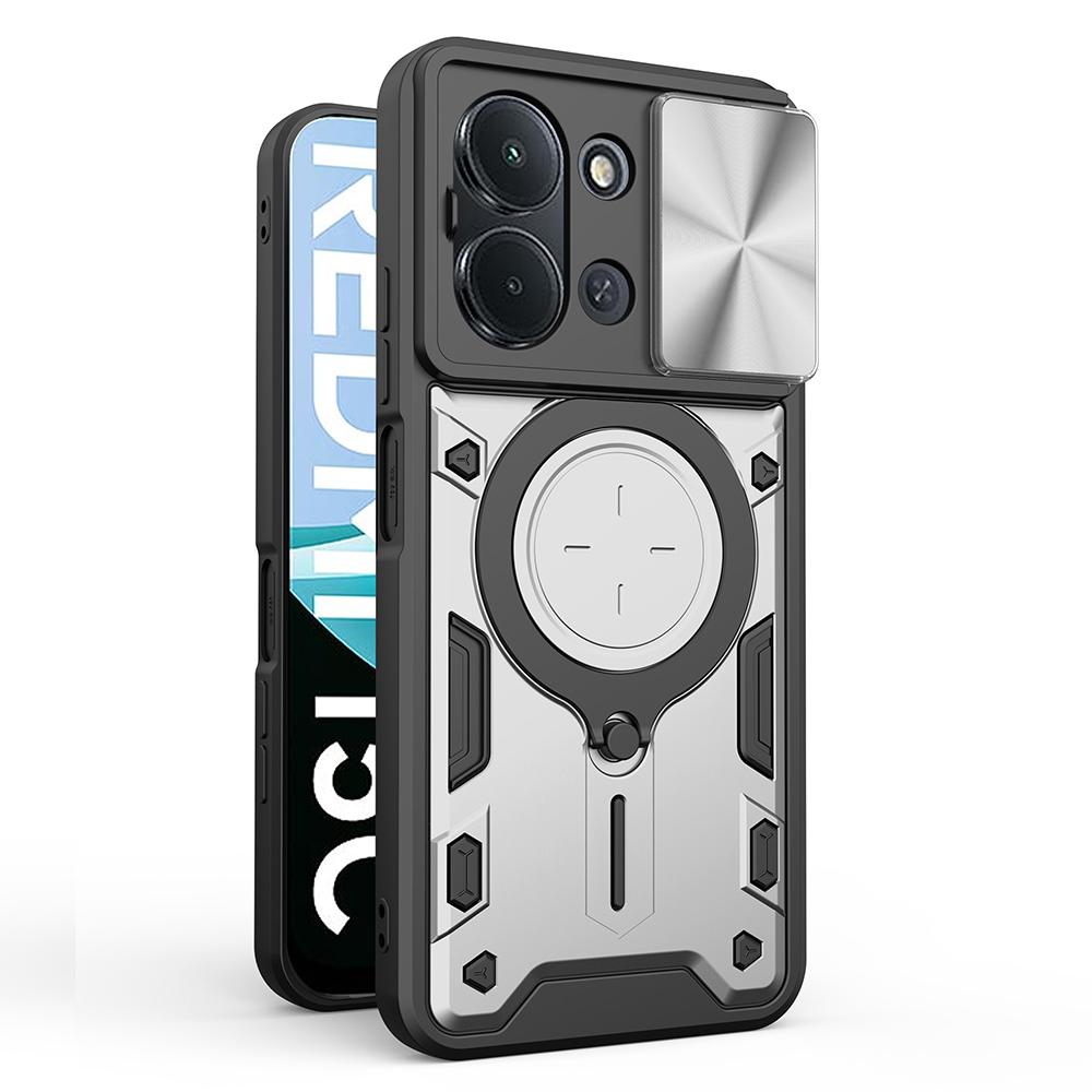 

Slide Camera Funda for Redmi 15C (173mm) Europe Version Case Magnetic Ring Stand Protection Phone Cover Capa Redmi 15C (173mm) срібний