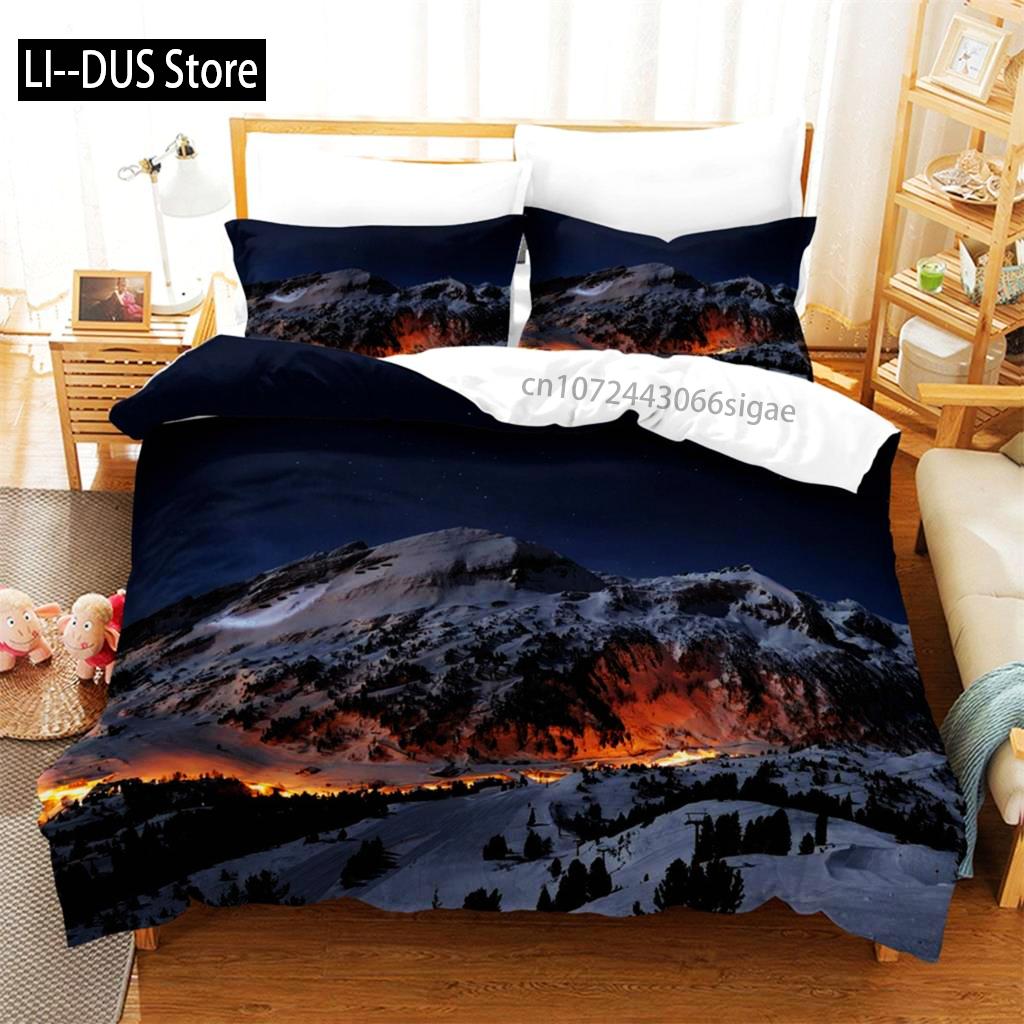 Duvet Cover Natural Scenery Landscape Snow Mountain Queen Bedding Duvet Cover Set Bedspreads With Pillowcase Bedroom Decoration