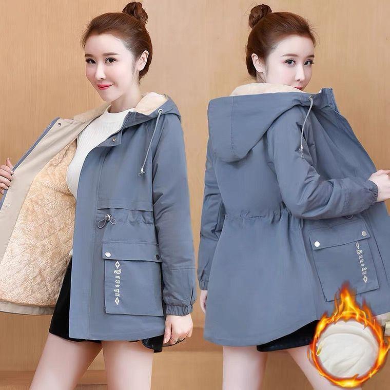 Winter Loose Hooded Thicken Fleece Lined Parkas Warm Casual Trenchcoat Korean Mid-length Coat Windbreaker Snow Jackets Outwear